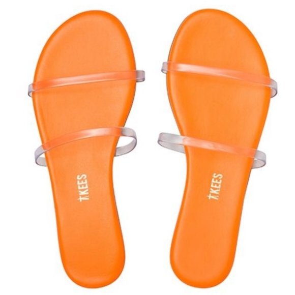 TKEES Shoes - TKEES NEON ORANGE CLEAR VINYL PVC SANDALS